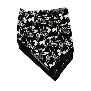 Black and White Floral Bird 100% Cotton Small Rectangular Scarf Kerchief